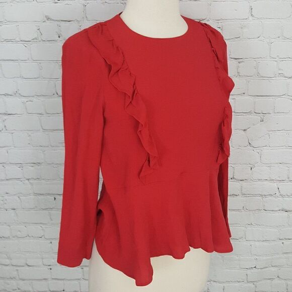PAUL & joe sister domino peplum blouse red 0 NEW - Picture 3 of 7